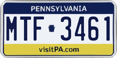 PA license plate MTF3461