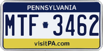 PA license plate MTF3462
