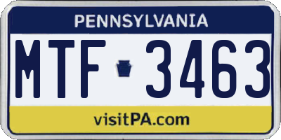 PA license plate MTF3463