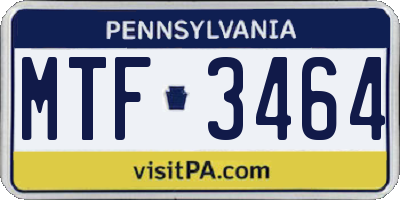 PA license plate MTF3464