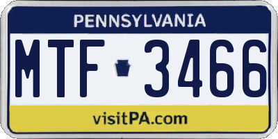 PA license plate MTF3466