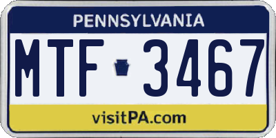 PA license plate MTF3467