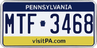 PA license plate MTF3468