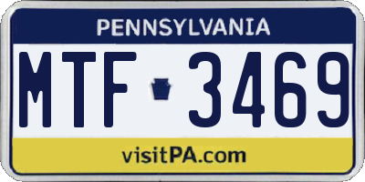 PA license plate MTF3469