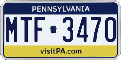PA license plate MTF3470