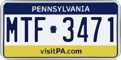 PA license plate MTF3471