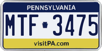 PA license plate MTF3475