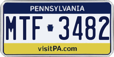 PA license plate MTF3482