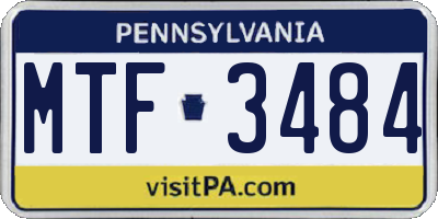 PA license plate MTF3484