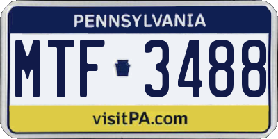 PA license plate MTF3488