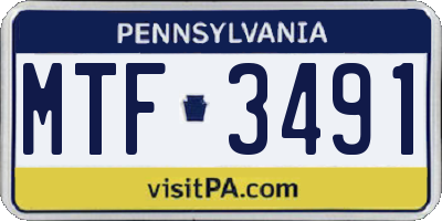 PA license plate MTF3491