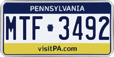 PA license plate MTF3492