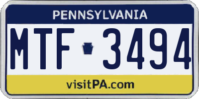 PA license plate MTF3494