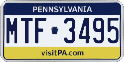 PA license plate MTF3495