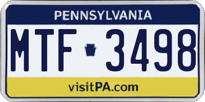 PA license plate MTF3498
