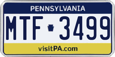 PA license plate MTF3499