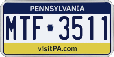 PA license plate MTF3511