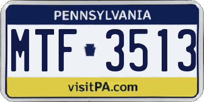 PA license plate MTF3513
