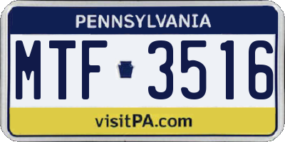 PA license plate MTF3516