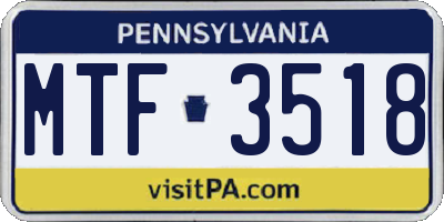 PA license plate MTF3518