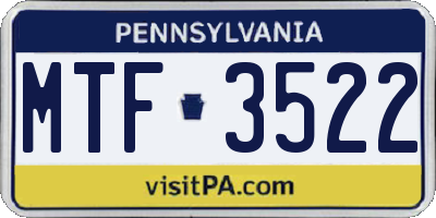 PA license plate MTF3522