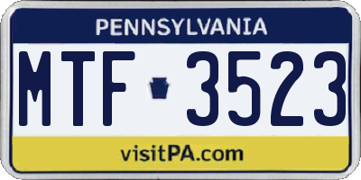 PA license plate MTF3523