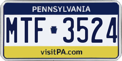 PA license plate MTF3524