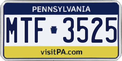PA license plate MTF3525