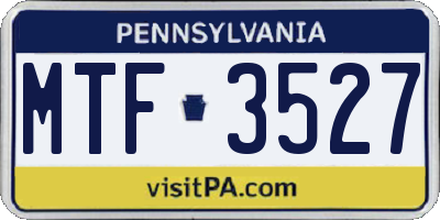 PA license plate MTF3527