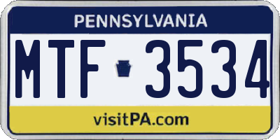 PA license plate MTF3534