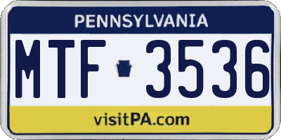 PA license plate MTF3536