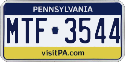 PA license plate MTF3544
