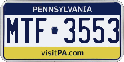 PA license plate MTF3553