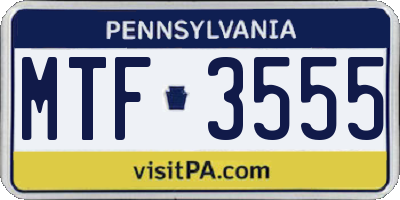 PA license plate MTF3555