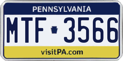 PA license plate MTF3566