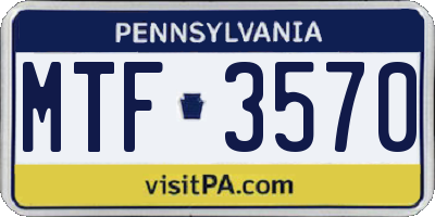 PA license plate MTF3570