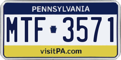 PA license plate MTF3571