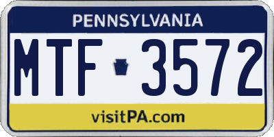 PA license plate MTF3572