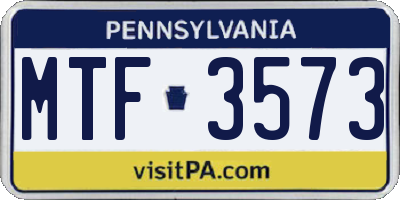 PA license plate MTF3573