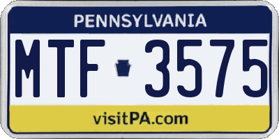 PA license plate MTF3575
