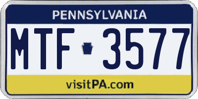 PA license plate MTF3577