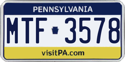 PA license plate MTF3578