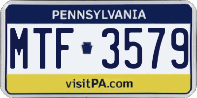 PA license plate MTF3579