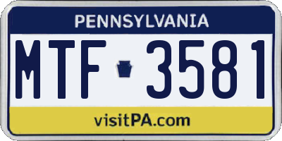 PA license plate MTF3581