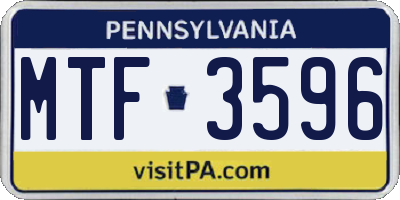 PA license plate MTF3596