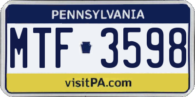 PA license plate MTF3598