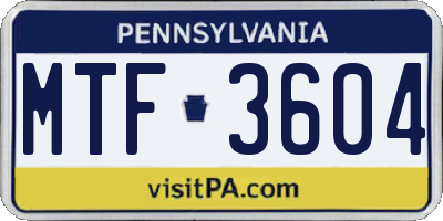 PA license plate MTF3604