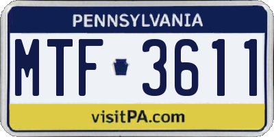 PA license plate MTF3611