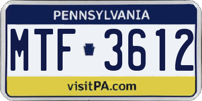 PA license plate MTF3612