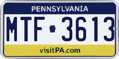 PA license plate MTF3613